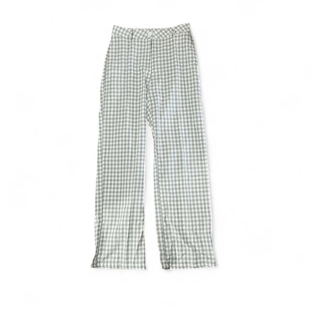 Green Linen Checkered Pants